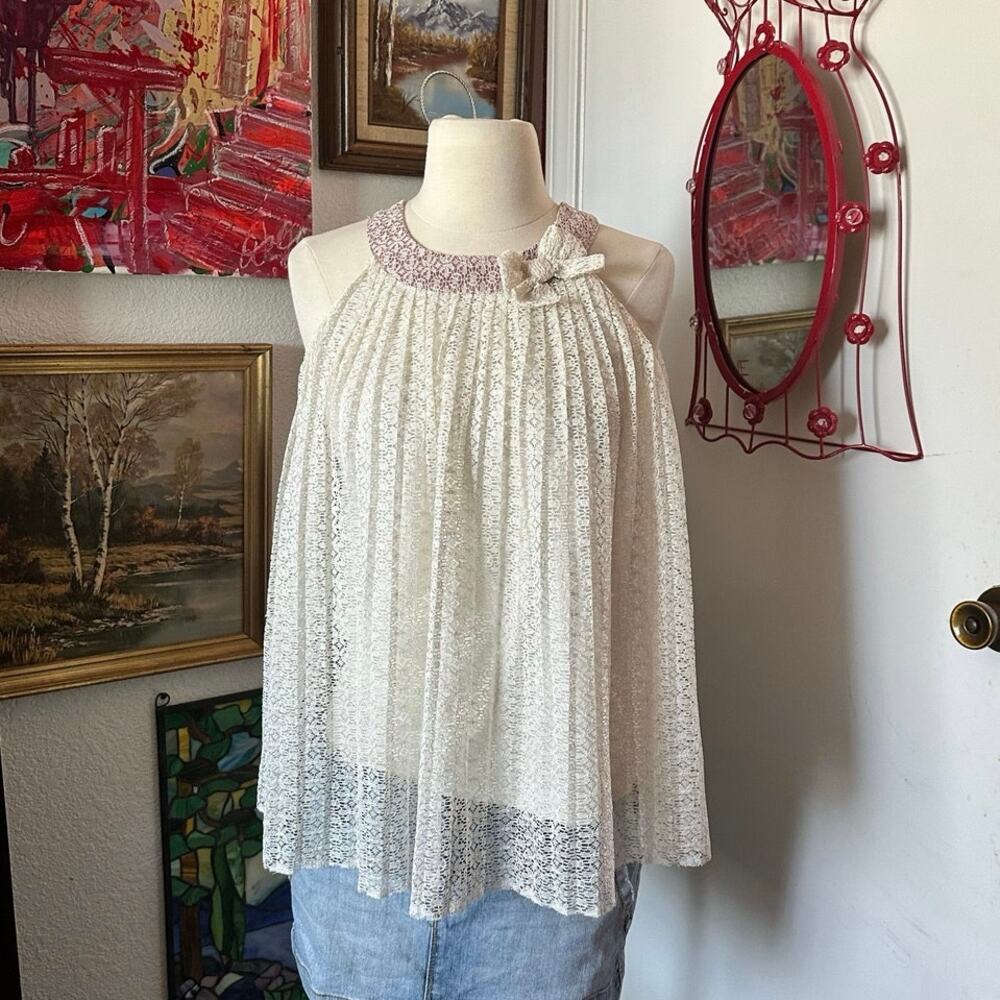 forever me cream lace turtleneck tank top